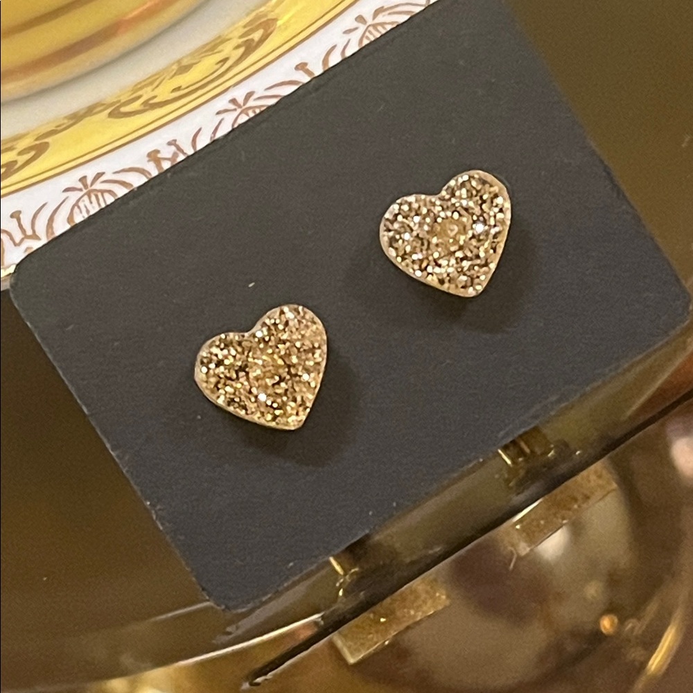 Gold Heart Acrylic Stud Earrings